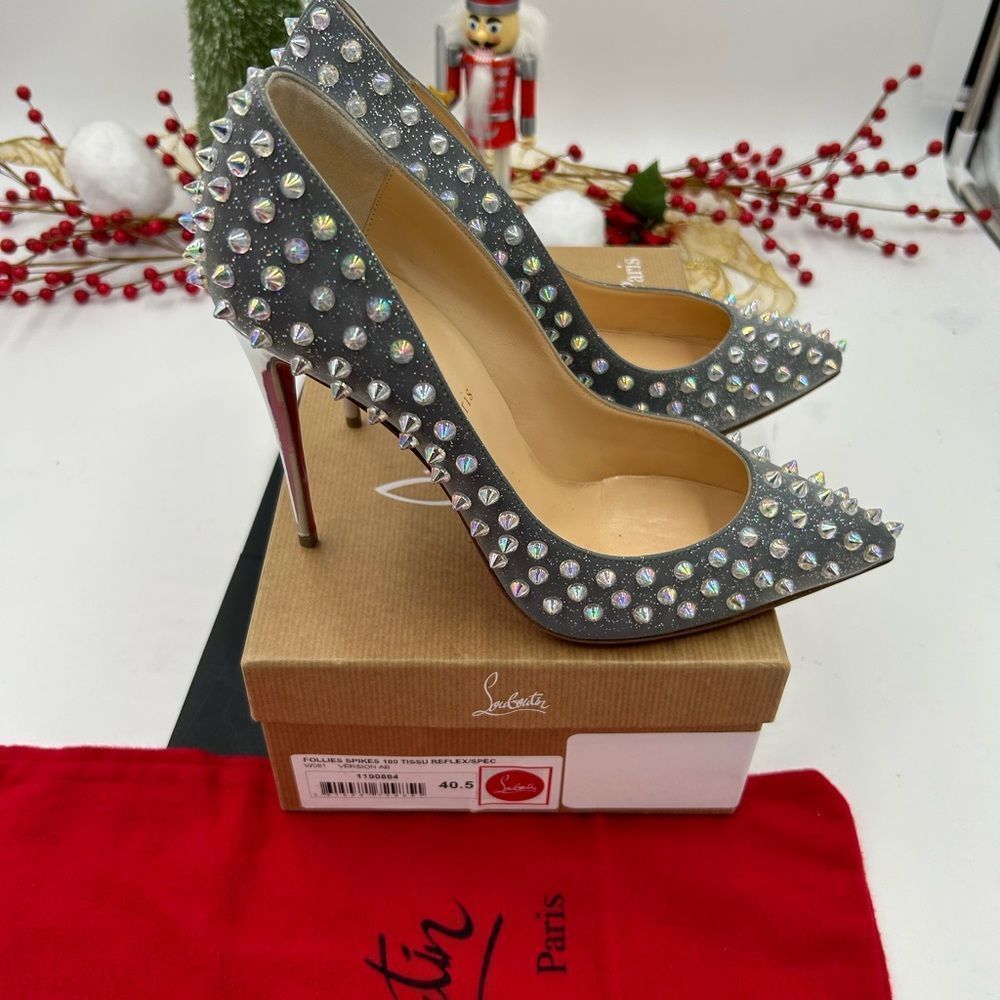 Christian Louboutin Gray Spiked Heels